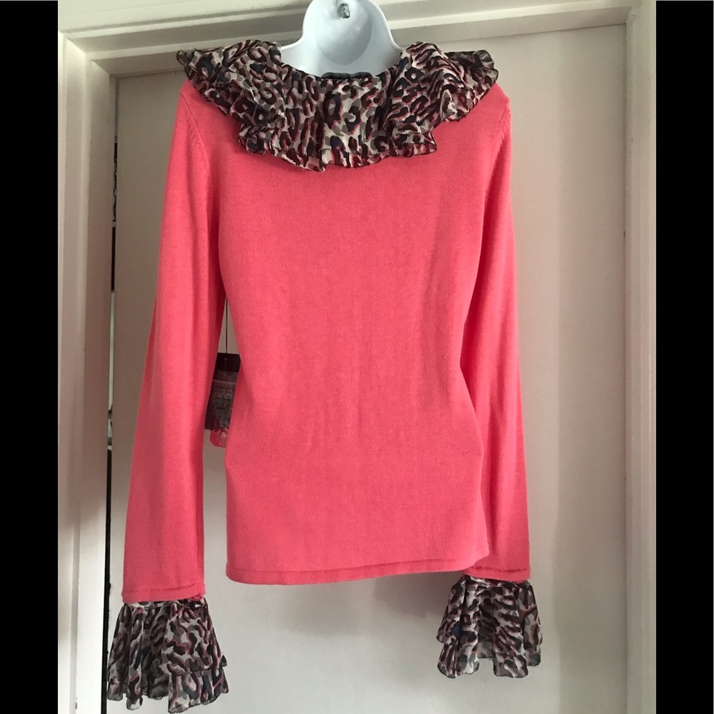 Etcetera Removable Ruffled Collar & Cuffs Pinklady Sweater - Picture 3 of 11